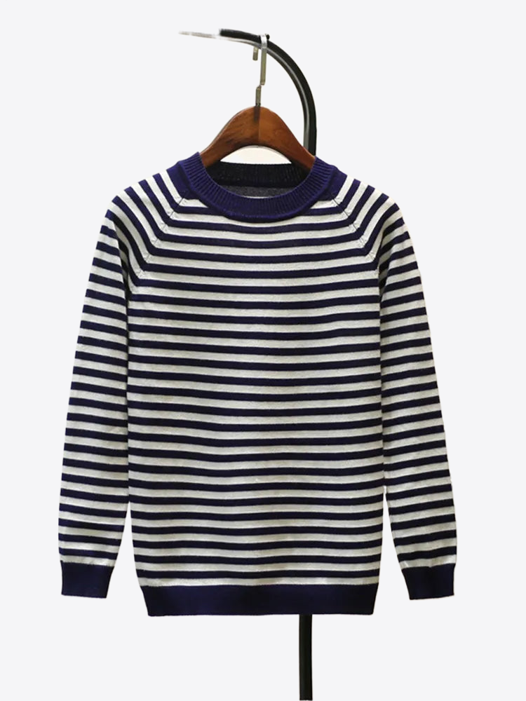 Snow Fields Long Sleeves Stripes Cotton VIscose Womens Sweater