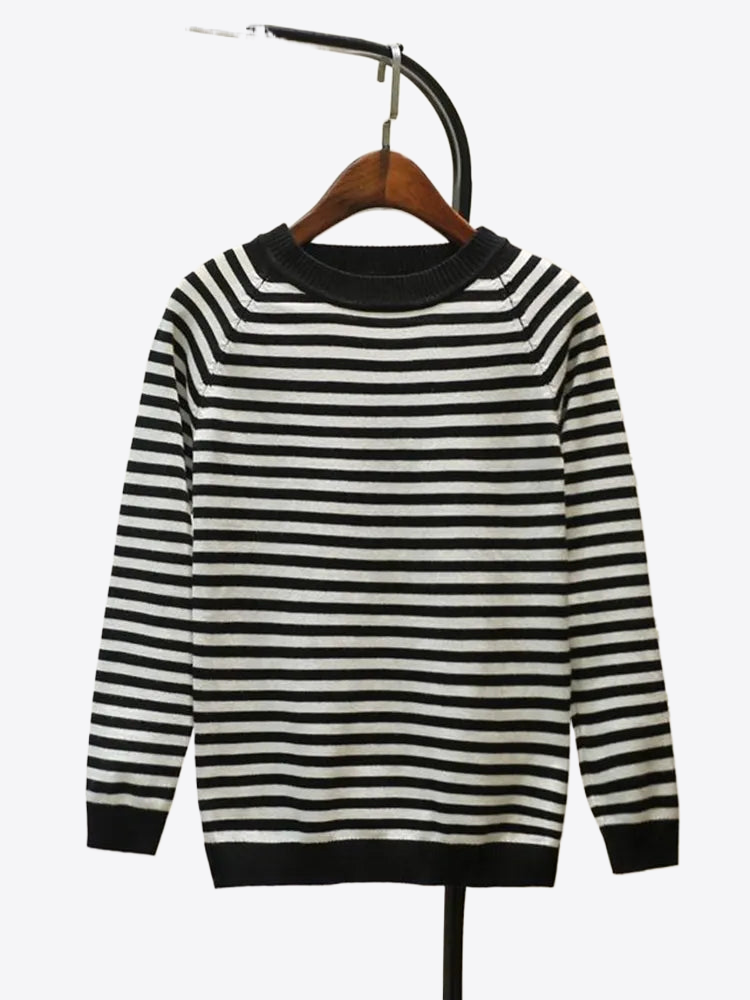 Snow Fields Long Sleeves Stripes Cotton VIscose Womens Sweater