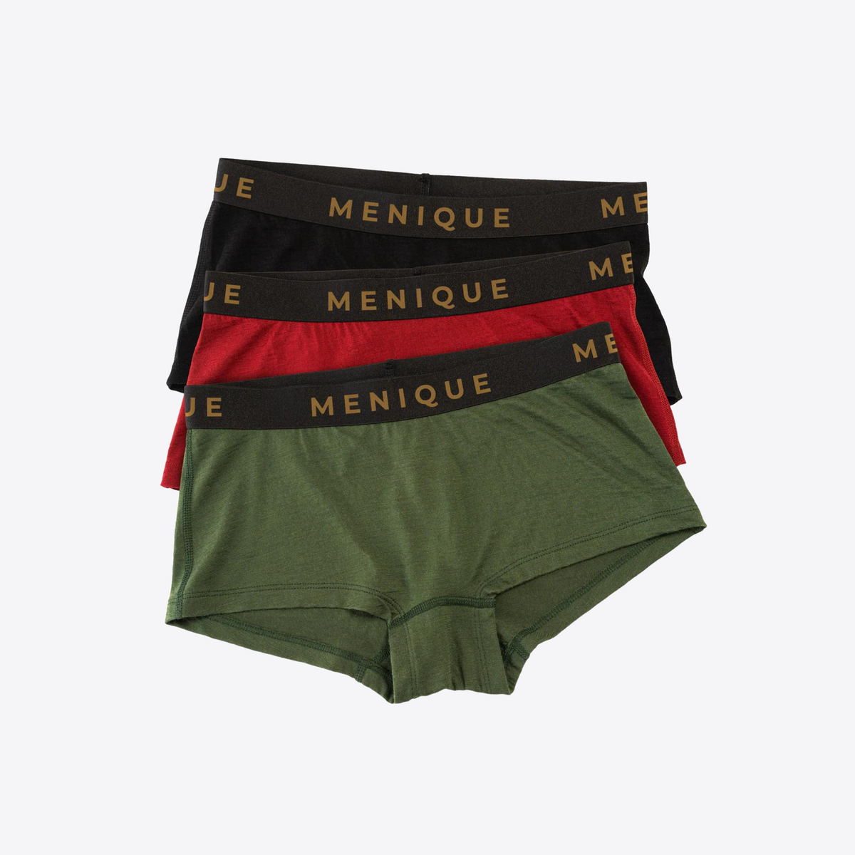 MENIQUE 100% Merino Wool Womens Boxer Shorts 3-Pack