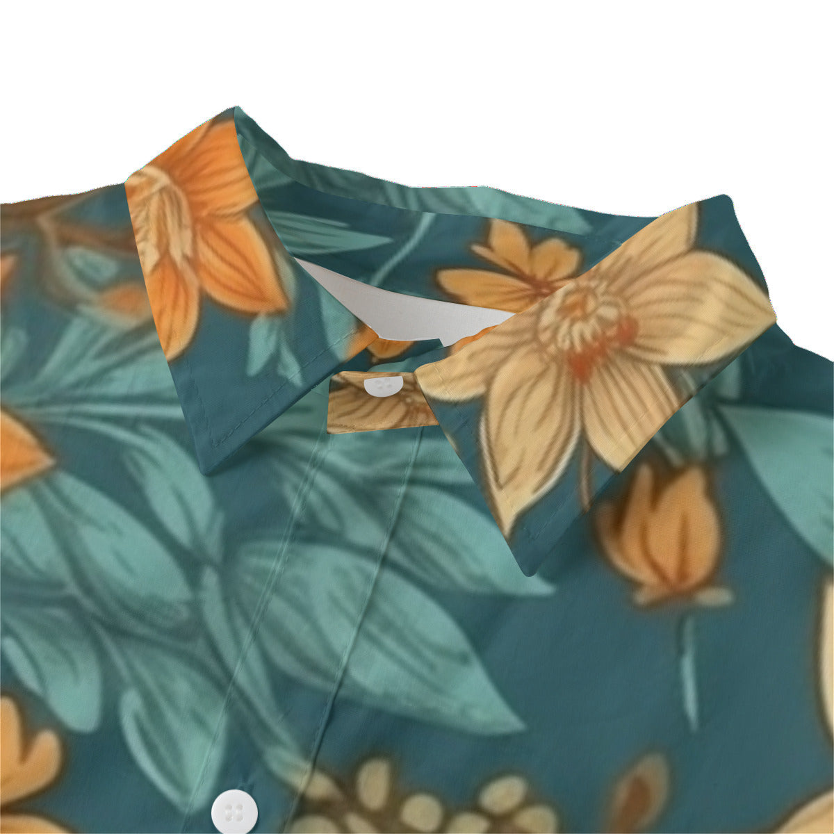 Azure Floral Tropical Button Up Cotton Blouse | Hypoallergenic - Allergy Friendly - Naturally Free