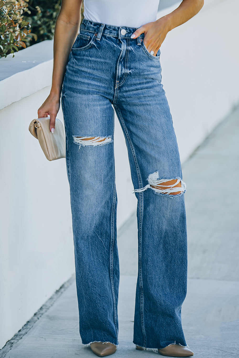 Azure Sky High-Rise Cotton Jeans | Hypoallergenic - Allergy Friendly - Naturally Free