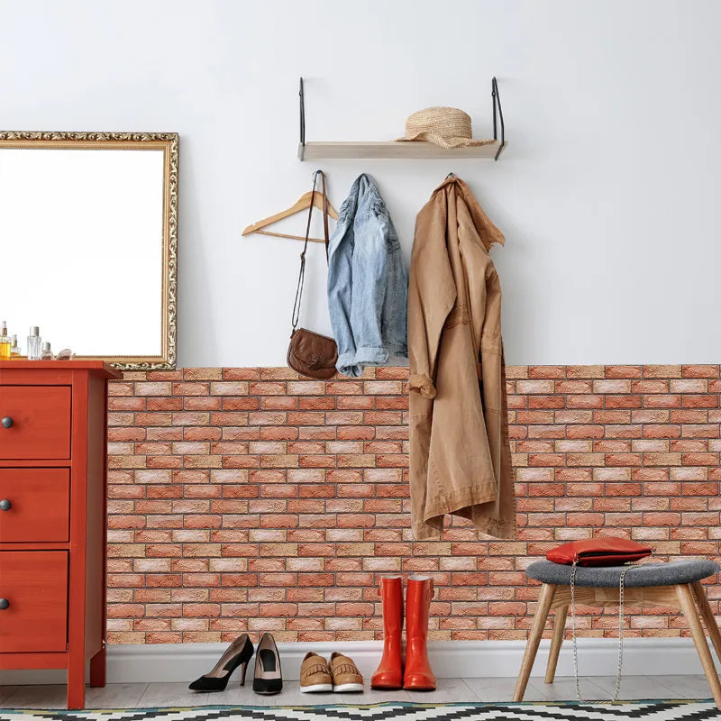 Brick 3D Vinyl Self Adhesive Wall Stickers | Hypoallergenic - Allergy Friendly - Naturally Free