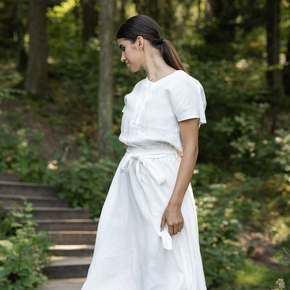 MENIQUE Front Button Dress Brigit Pure White