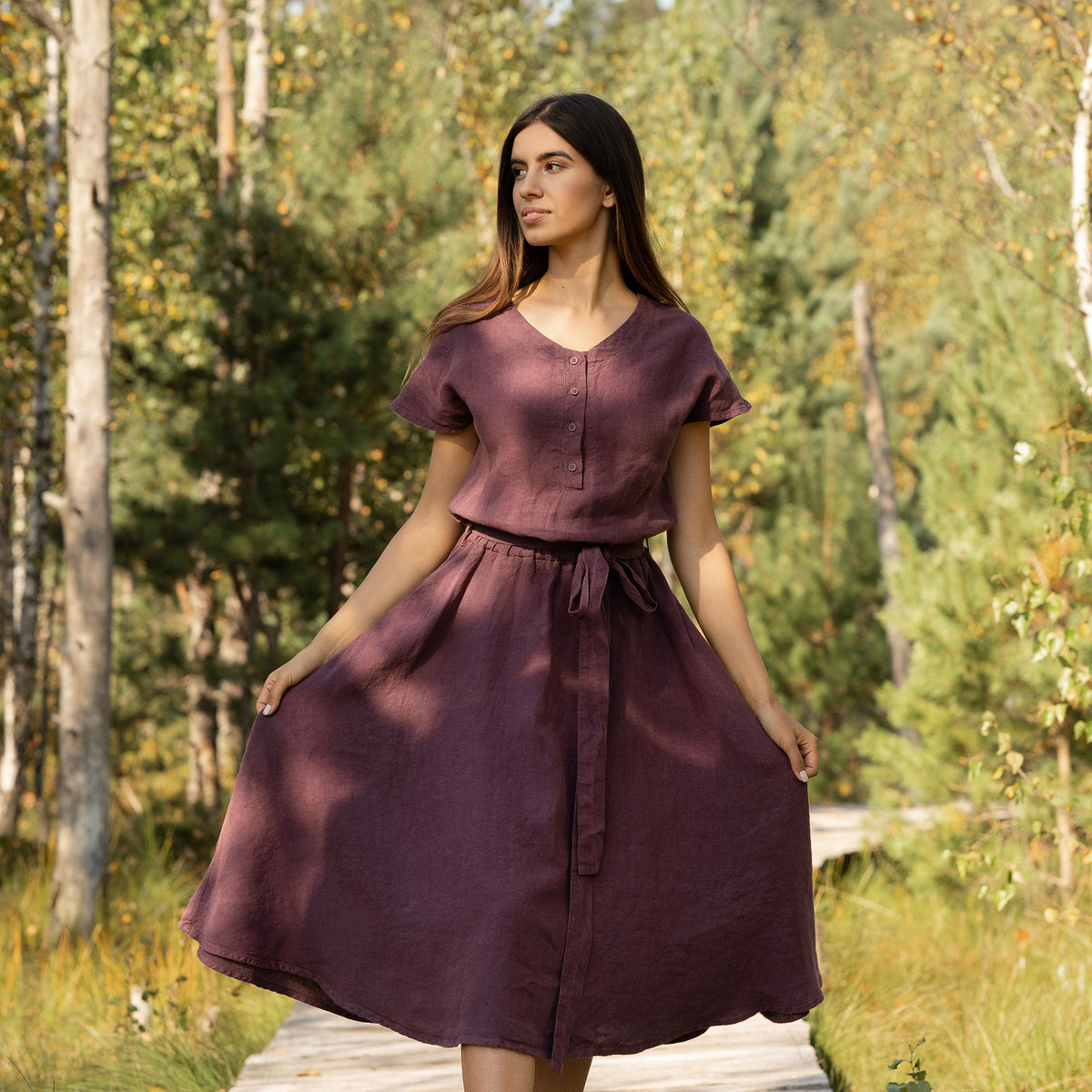 MENIQUE Front Button Dress Brigit Shadow Purple