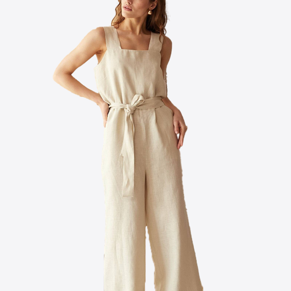 Cinnamon Spice Wide 100% Linen Jumpsuit | Hypoallergenic - Allergy Friendly - Naturally Free
