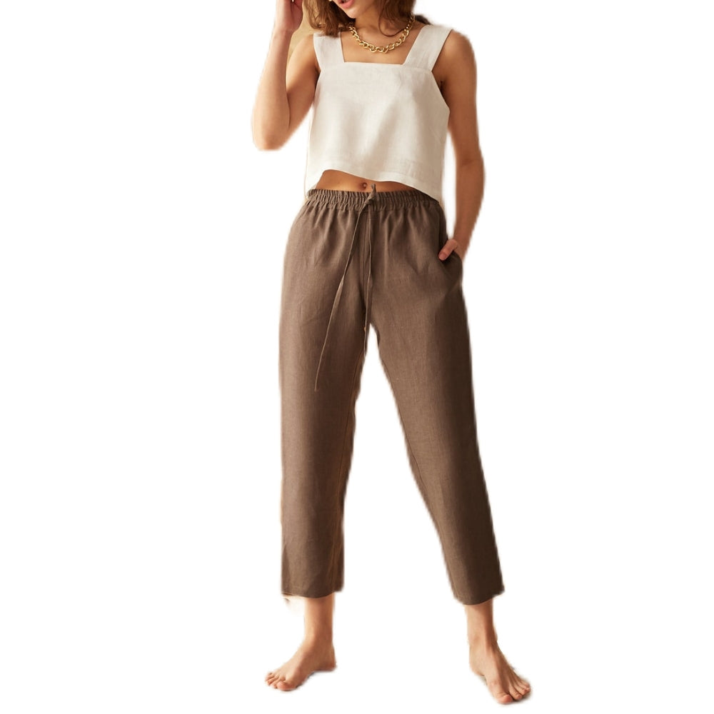 Cocoa Pear Ankle 100% Linen Pants | Hypoallergenic - Allergy Friendly - Naturally Free