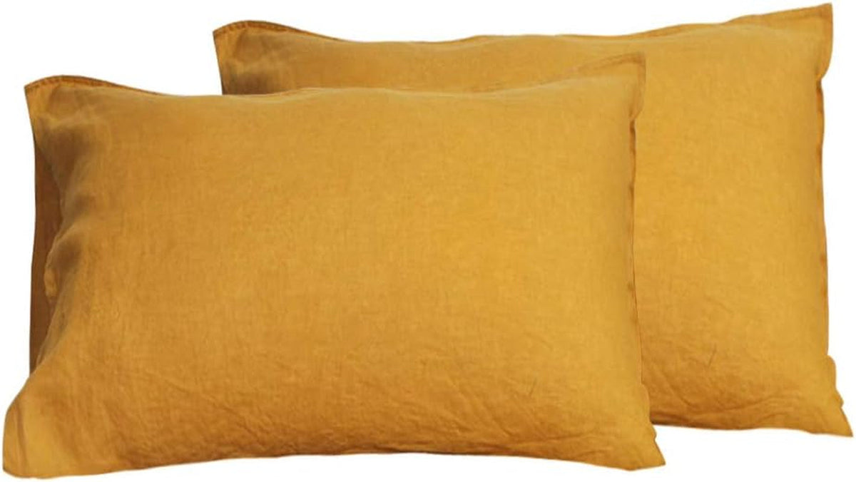 Comfort Oasis Solid 2Pcs 100% Linen Pillowcases | Hypoallergenic - Allergy Friendly - Naturally Free
