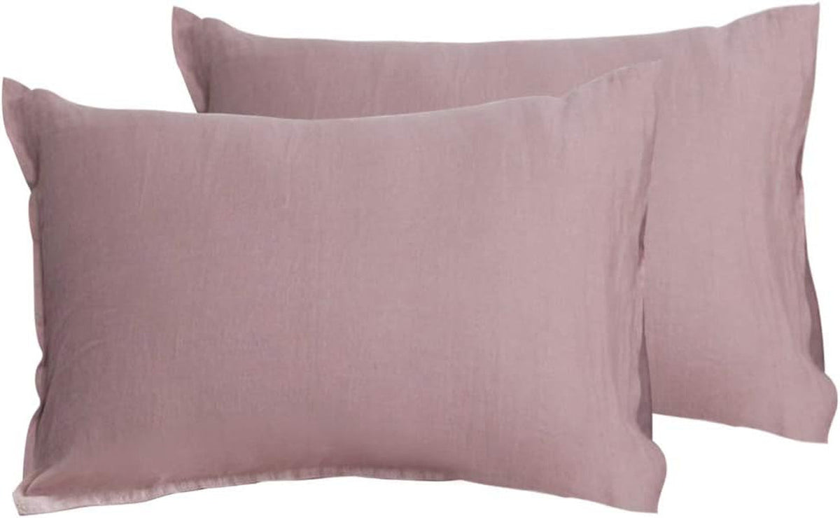 Comfort Oasis Solid 2Pcs 100% Linen Pillowcases | Hypoallergenic - Allergy Friendly - Naturally Free