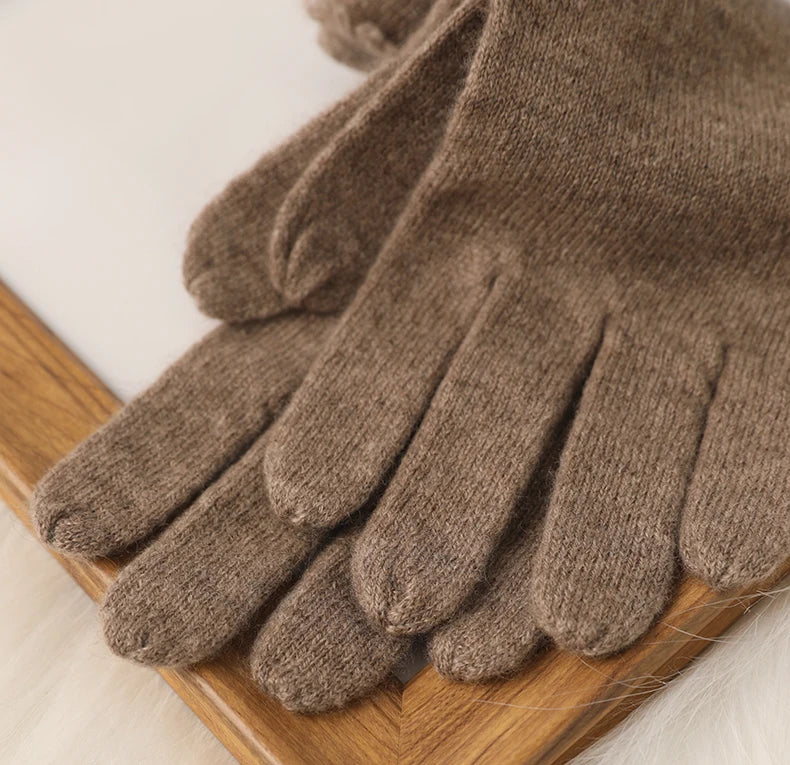 Cozy Cocoa Knit Cuff Cashmere Womens Gloves | Hypoallergenic - Allergy Friendly - Naturally Free