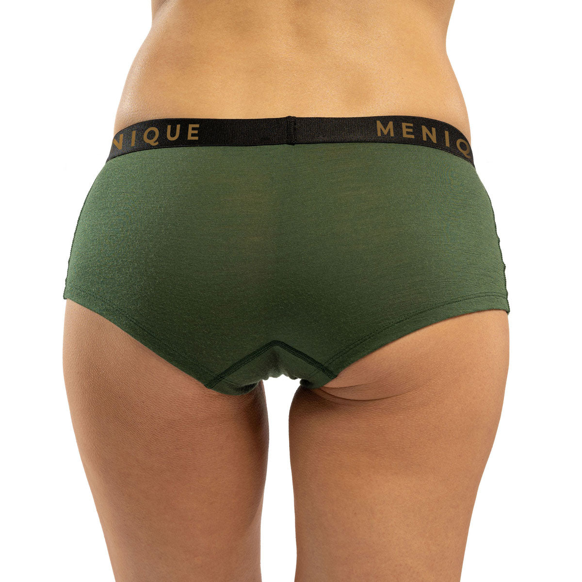 MENIQUE 100% Merino Wool Womens Boxer Shorts Dark Green