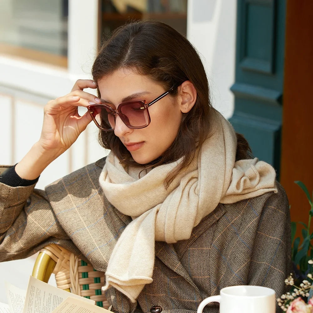 Espresso Snowy Knit Cashmere Womens Scarf | Hypoallergenic - Allergy Friendly - Naturally Free