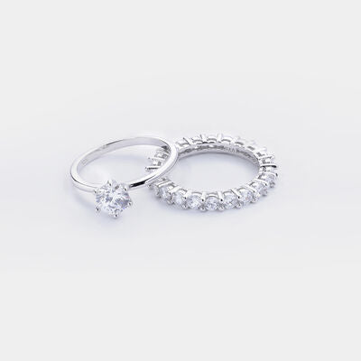 Ethereal Gem 2 Pcs Zircon Sterling Silver Ring | Hypoallergenic - Allergy Friendly - Naturally Free