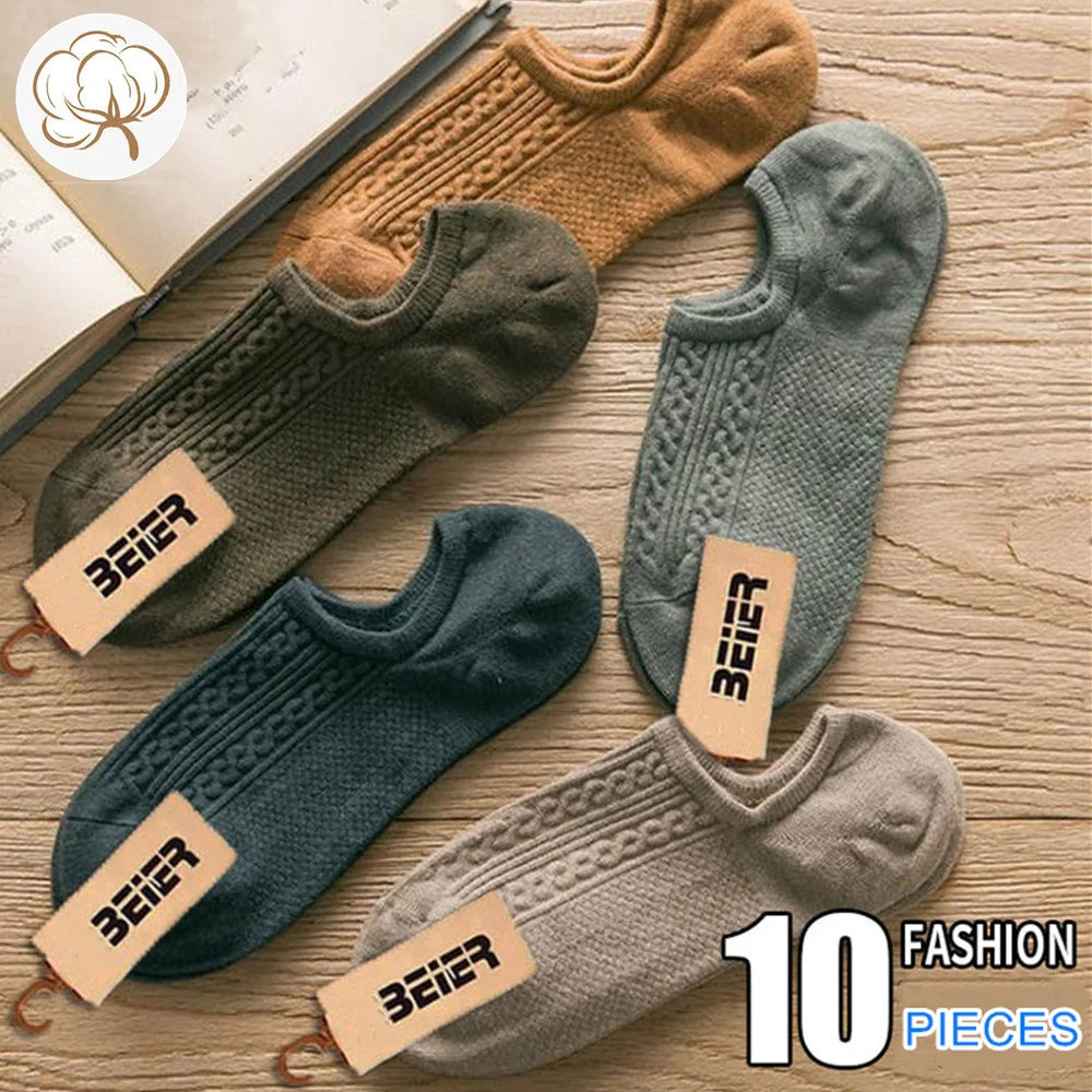 Forest Pines 10 Pcs Tube Cotton Mens Socks | Hypoallergenic - Allergy Friendly - Naturally Free