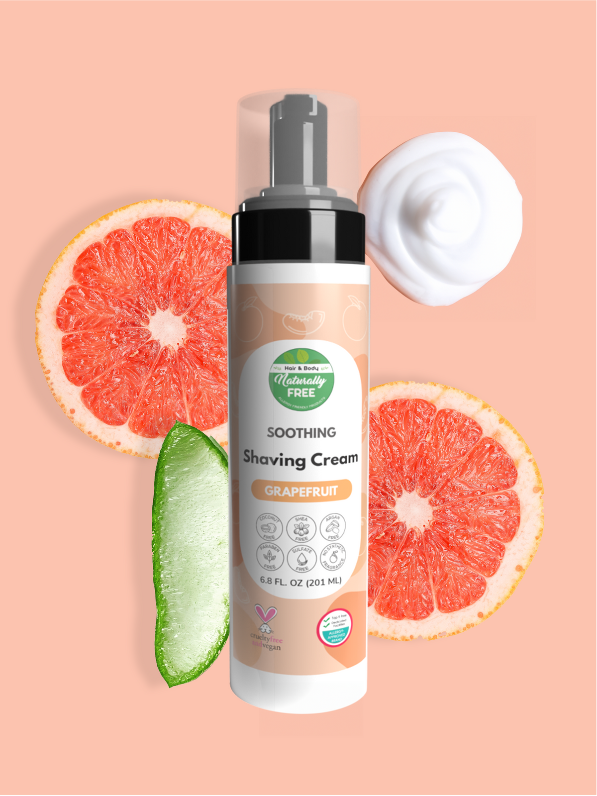 Grapefruit Soothing Shaving Cream | Hypoallergenic - Allergy Friendly - Naturally Free