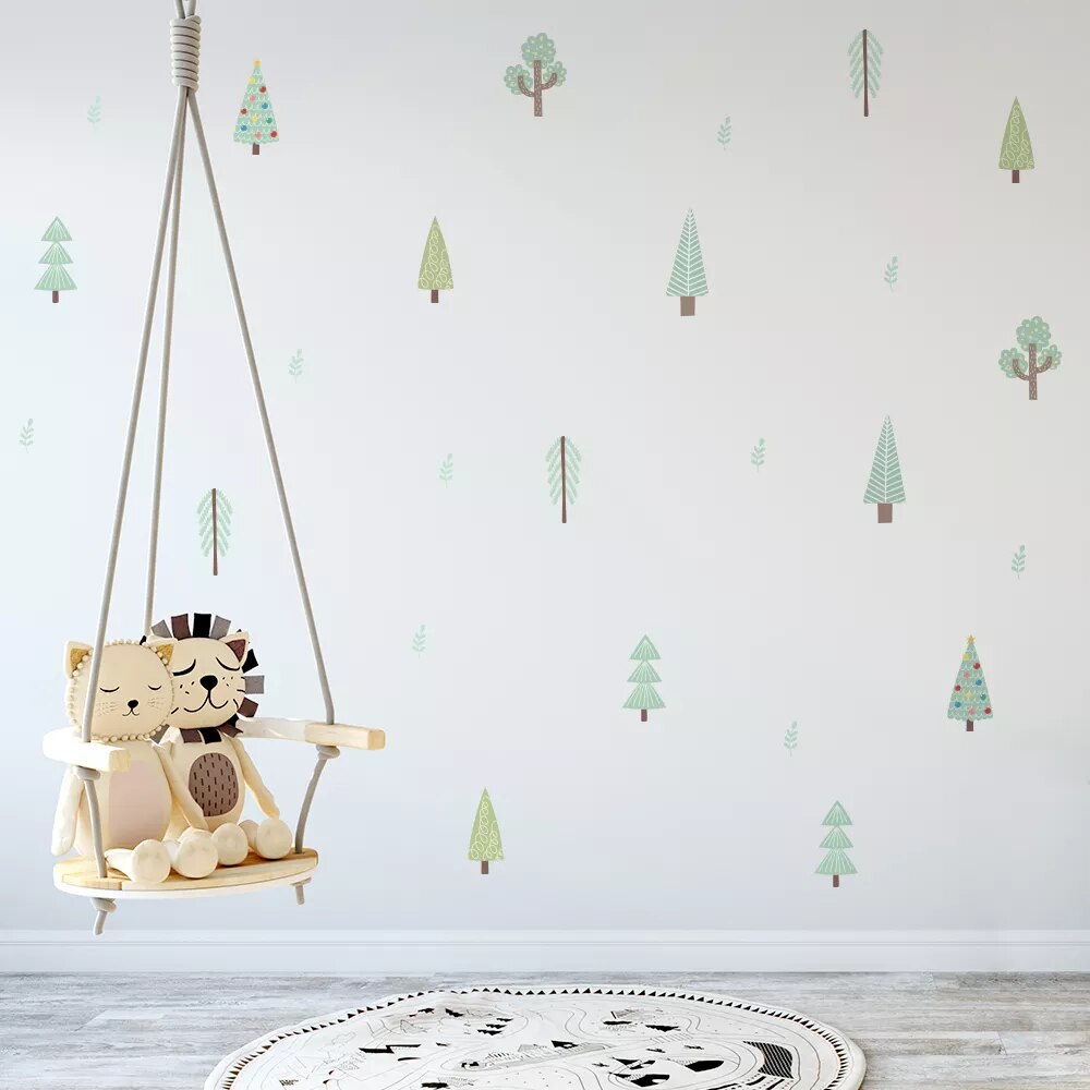 Green Trees Self Adhesive DIY Wall Stickers | Hypoallergenic - Allergy Friendly - Naturally Free