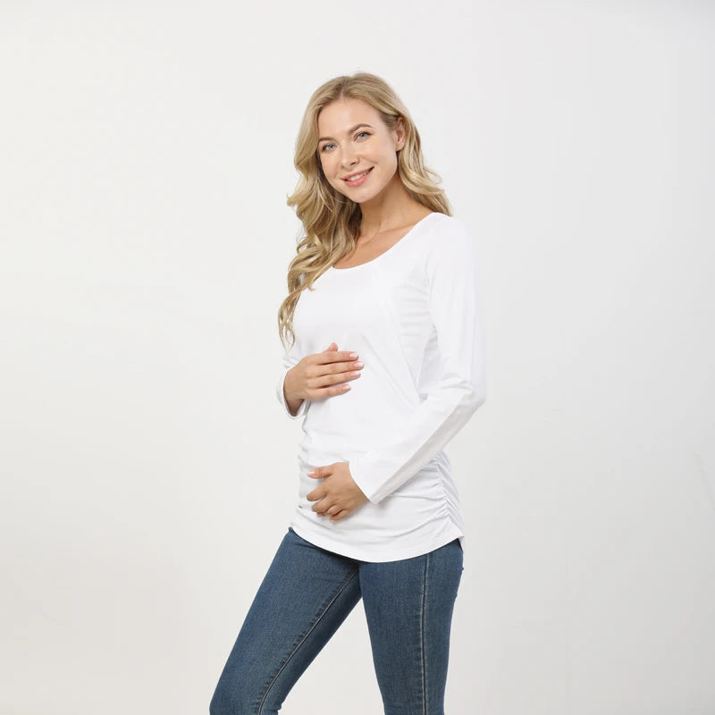 Daffodil Lily Long Sleeve Cotton Maternity Top