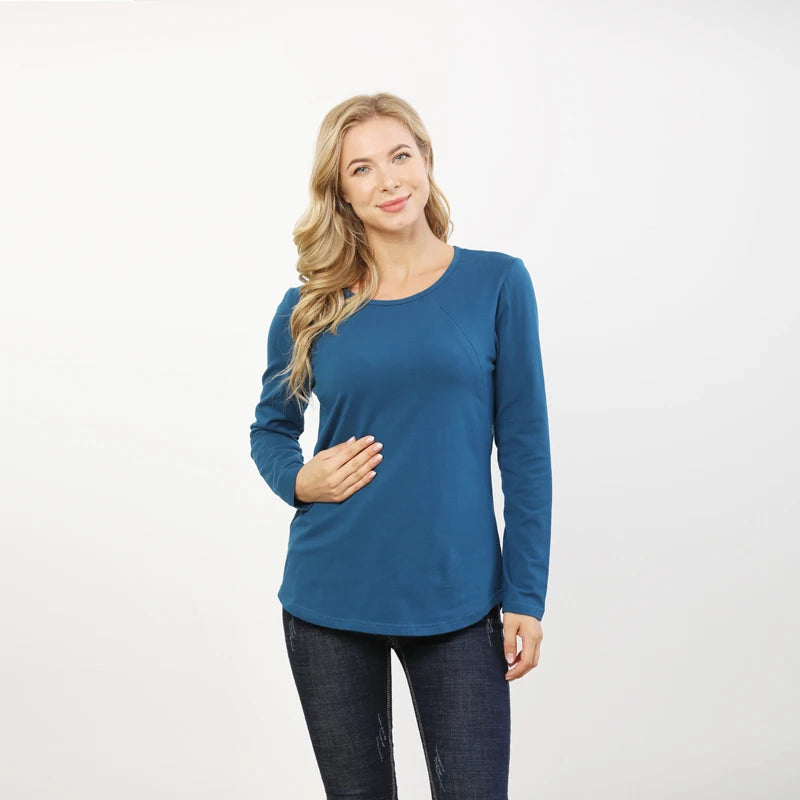 Autumn Long Sleeve Pregnancy Maternity Clothes Preast Feeding Tops For Pregnant Women Nursing Top Maternity T-shirt Freeshipping