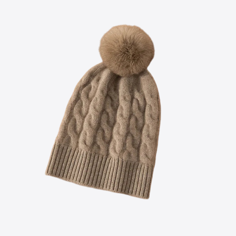 High Quality New Knitted Hat for Women Winter Hat Cashmere Luxury Beanies Skullies Real Fur Pom Hat for Girl Gorro Female Cap | Hypoallergenic - Allergy Friendly - Naturally Free