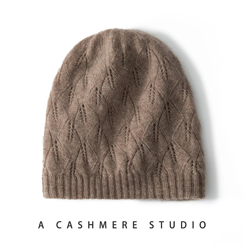 Ivory Meadow Knit Cashmere Womens Beanie Hat | Hypoallergenic - Allergy Friendly - Naturally Free