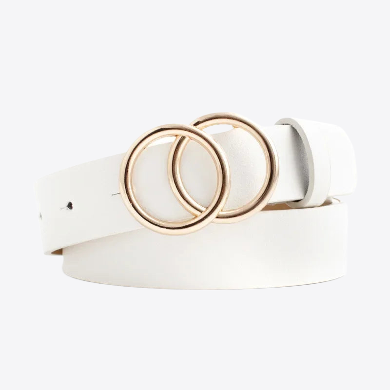 Ivory Pearl Double Loop Buckle Vegan Leather Belt | Hypoallergenic - Allergy Friendly - Naturally Free