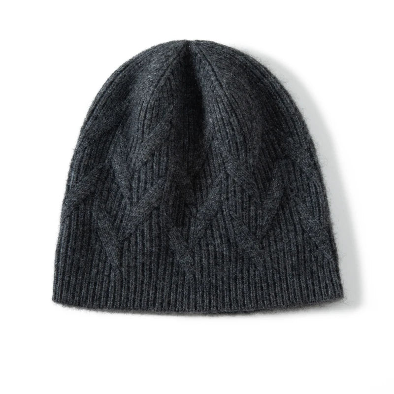 Midnight Meadow Knit Cashmere Womens Beanie Hat | Hypoallergenic - Allergy Friendly - Naturally Free