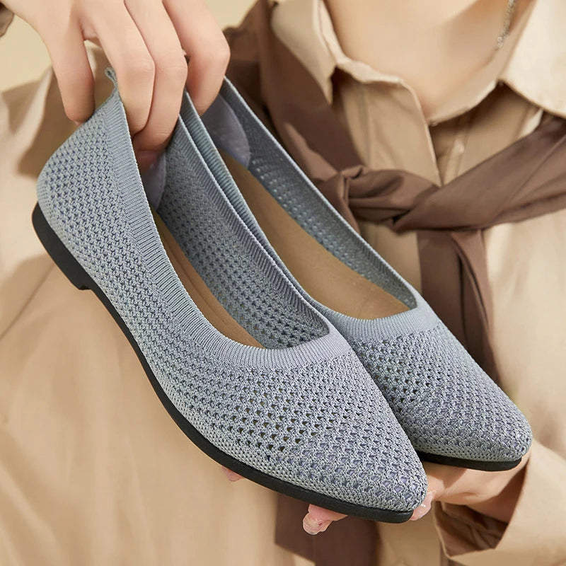 Onyx Dahlia Knit Faux Rubber Cotton Womens Flats | Hypoallergenic - Allergy Friendly - Naturally Free