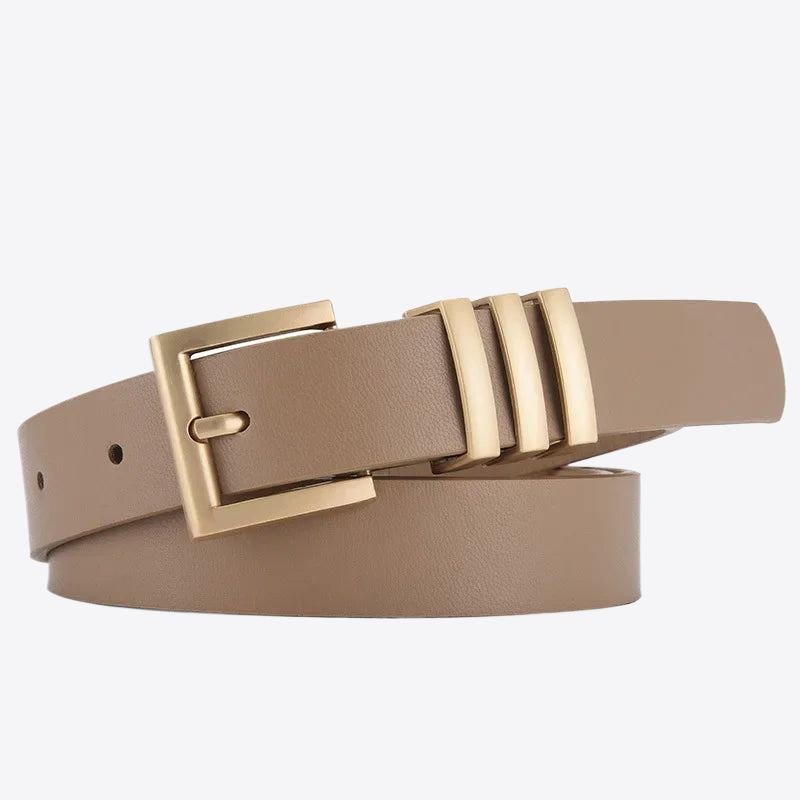 Pale Tone Square Triple Buckle Vegan Leather Womens Belt | Hypoallergenic - Allergy Friendly - Naturally Free