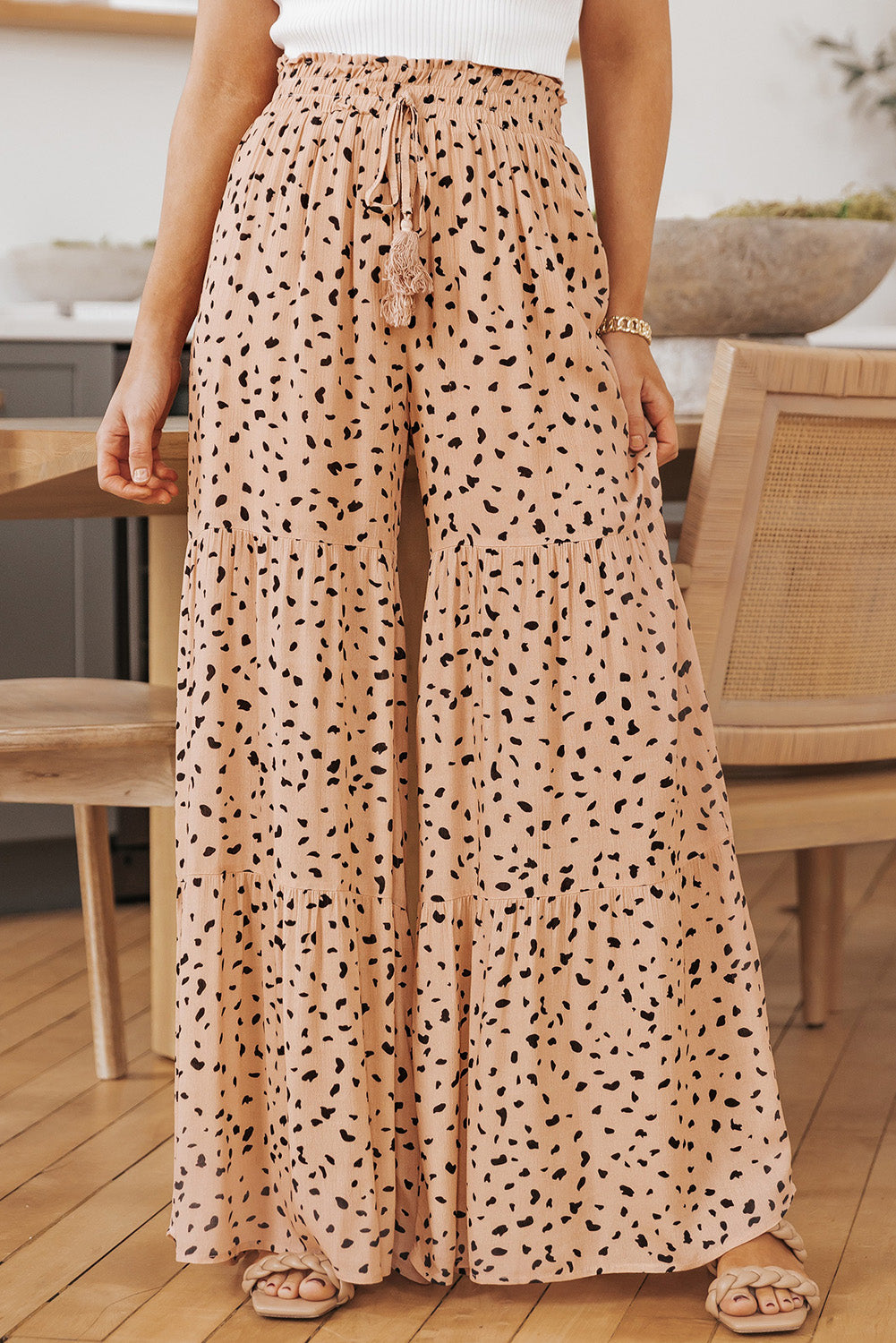 Peachy Blossom Wide Tiered 100% Viscose Culottes Pants | Hypoallergenic - Allergy Friendly - Naturally Free
