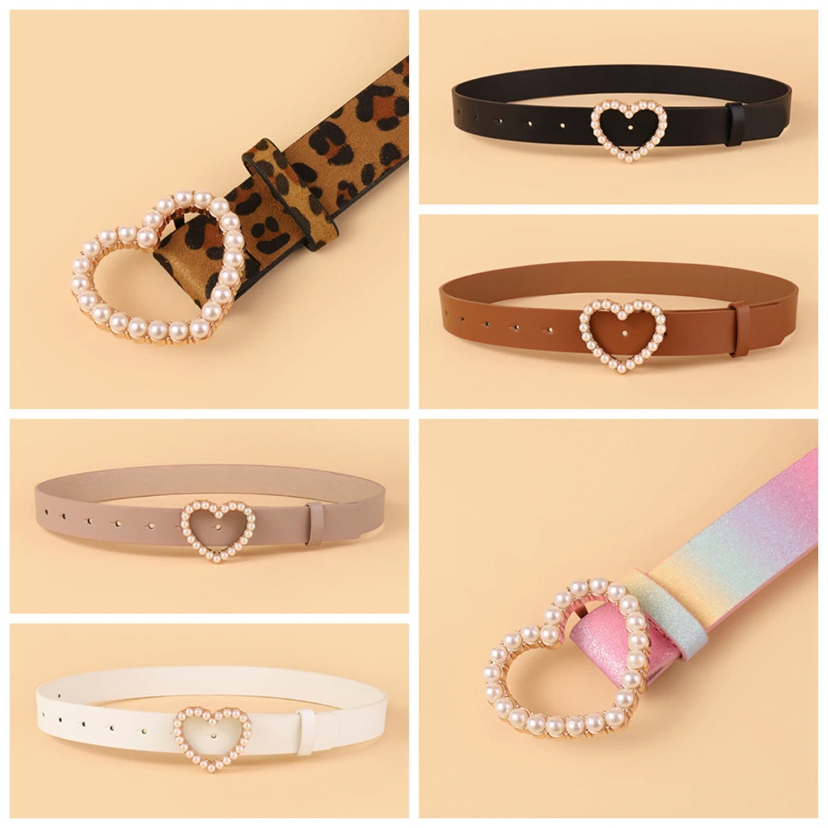 Pearl Hearts Vegan Leather Womens Belt | Hypoallergenic - Allergy Friendly - Naturally Free