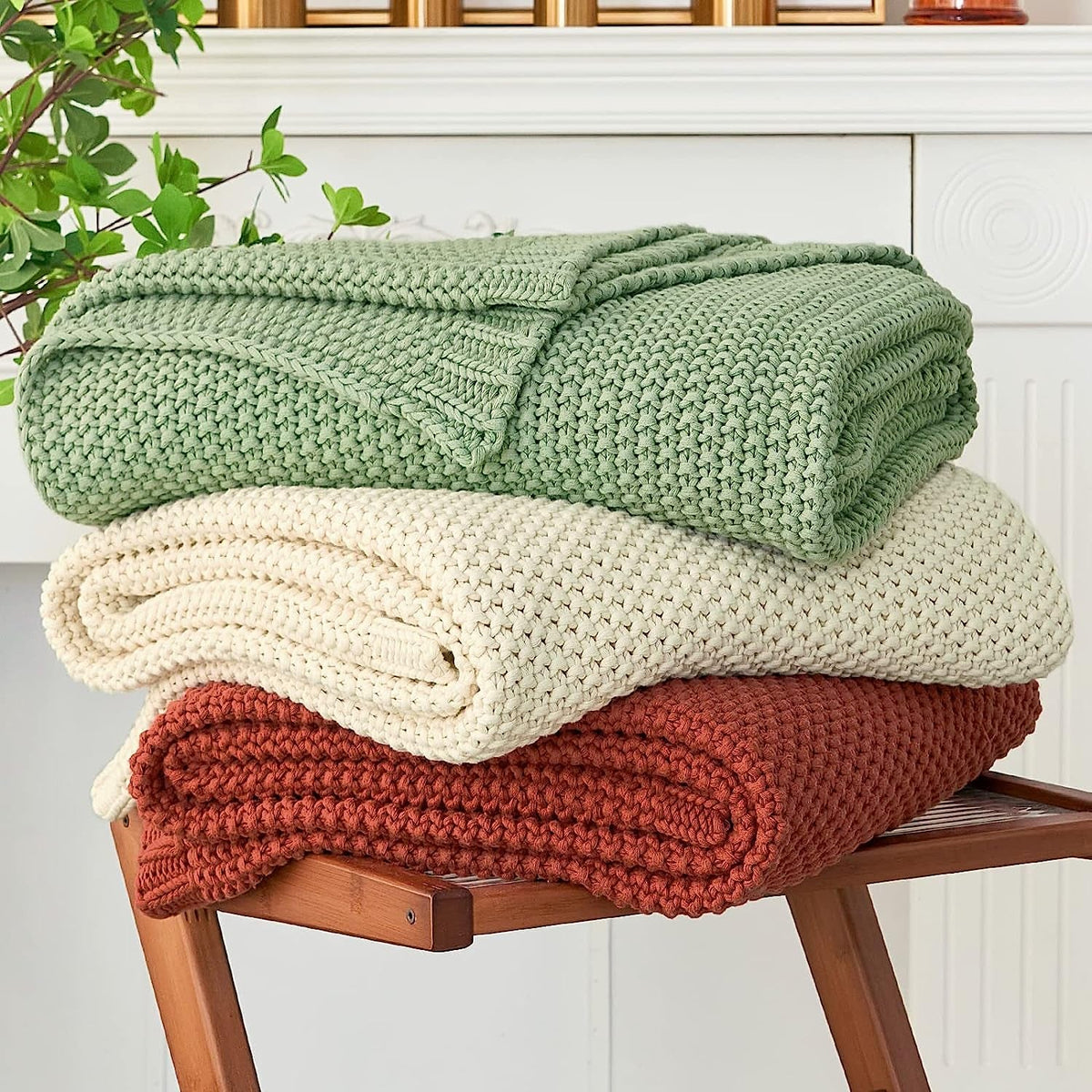 Pineapple Retreat Solid Organic Cotton Knit Throw Blanket | Hypoallergenic - Allergy Friendly - Naturally Free