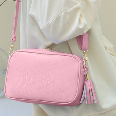 Pink Horizon Tassel Vegan Leather Crossbody Bag | Hypoallergenic - Allergy Friendly - Naturally Free