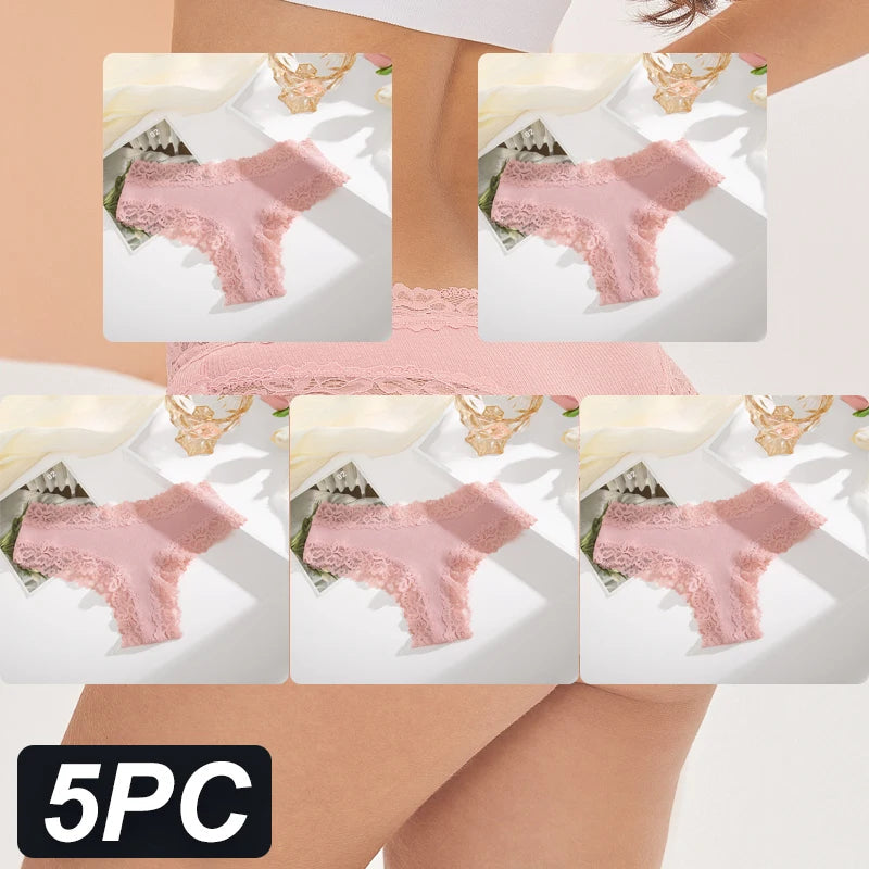 Plum Medley 5 Pcs Lace G String Cotton Underwear | Hypoallergenic - Allergy Friendly - Naturally Free