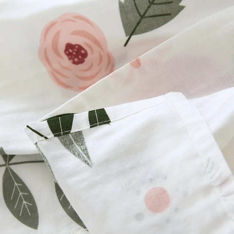 Rose Petals Floral 100% Cotton Womens Lounge Kimono Robe | Hypoallergenic - Allergy Friendly - Naturally Free