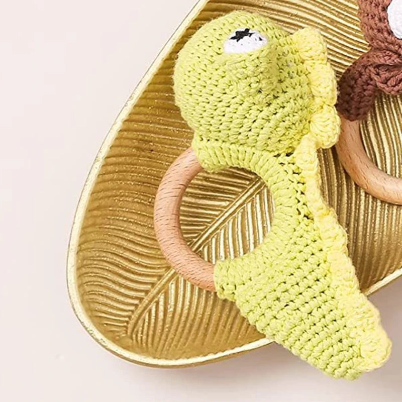 Green Forest Crocheted Wood Cotton Baby Teether