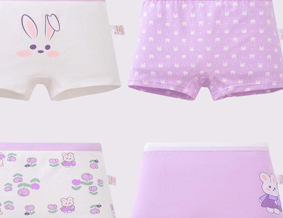 Lilac Rabbit 4Pcs Cotton Girls Underwear