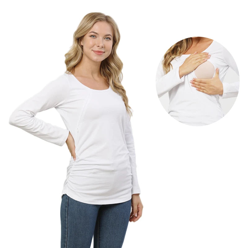 Daffodil Lily Long Sleeve Cotton Maternity Top