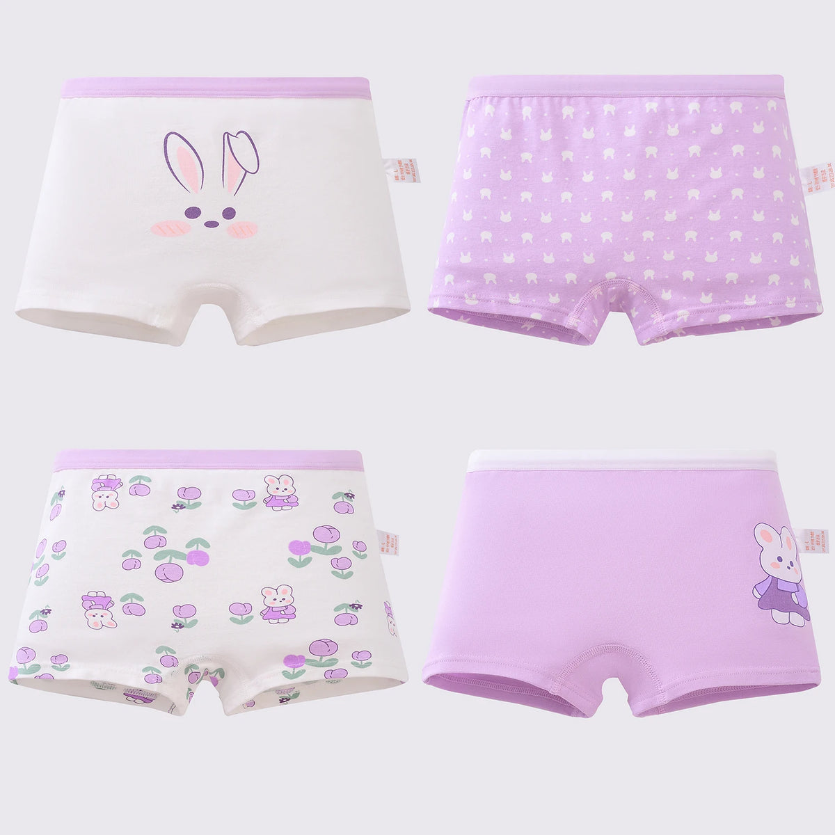 Lilac Rabbit 4Pcs Cotton Girls Underwear