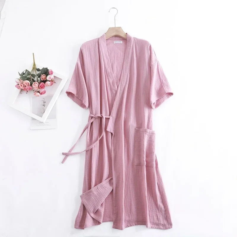 Pink Fuschia Cotton Womens Robe