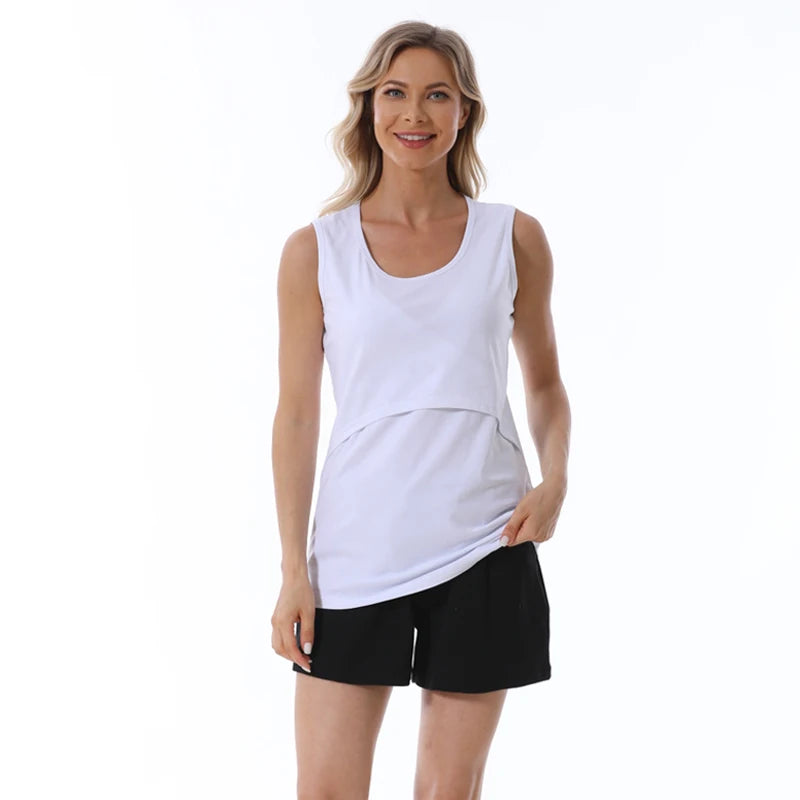 Maternity Nursing Vest Breastfeeding Tank Top Pregnancy T-shirt Lactation Sling Camisole Feeding Underwear