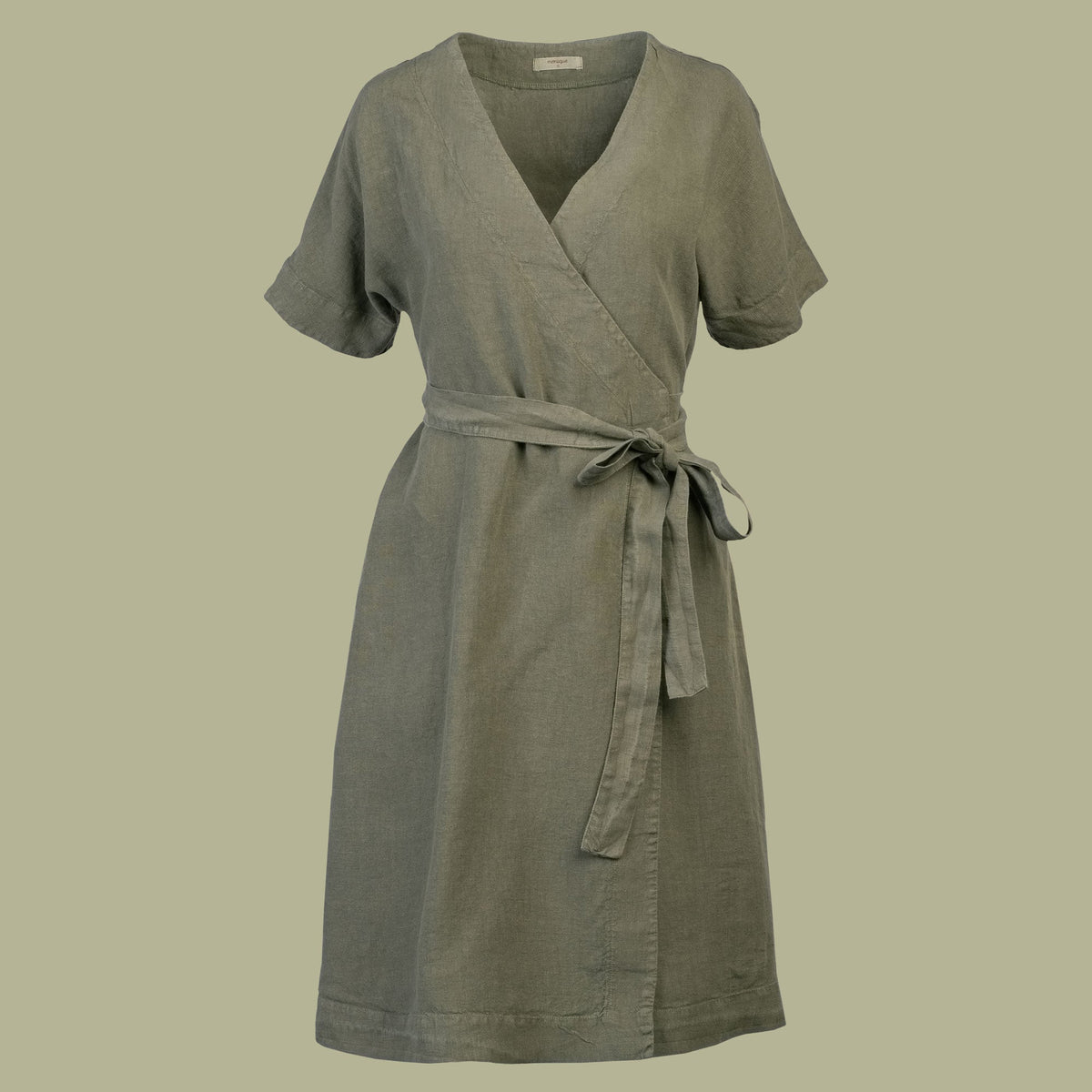MENIQUE 100% Linen Womens Dress Eliana Stone Green