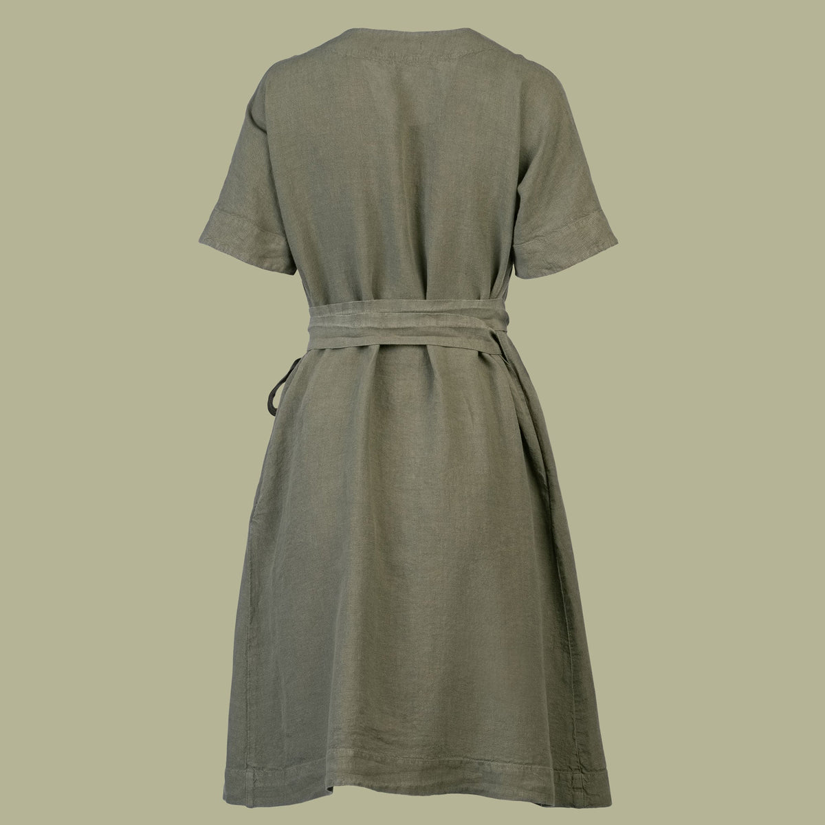 MENIQUE 100% Linen Womens Dress Eliana Stone Green