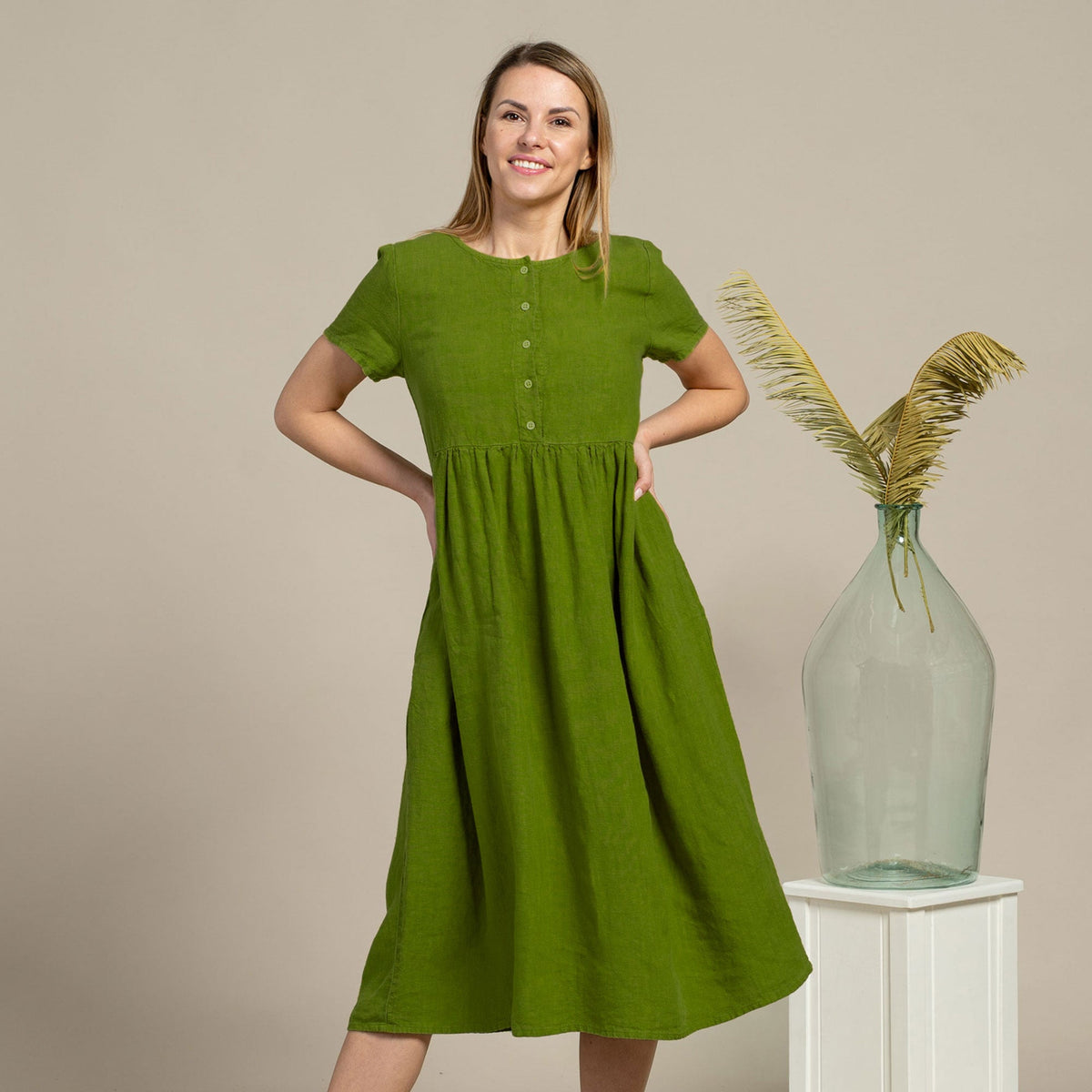MENIQUE Smock Dress Maria Forest Green