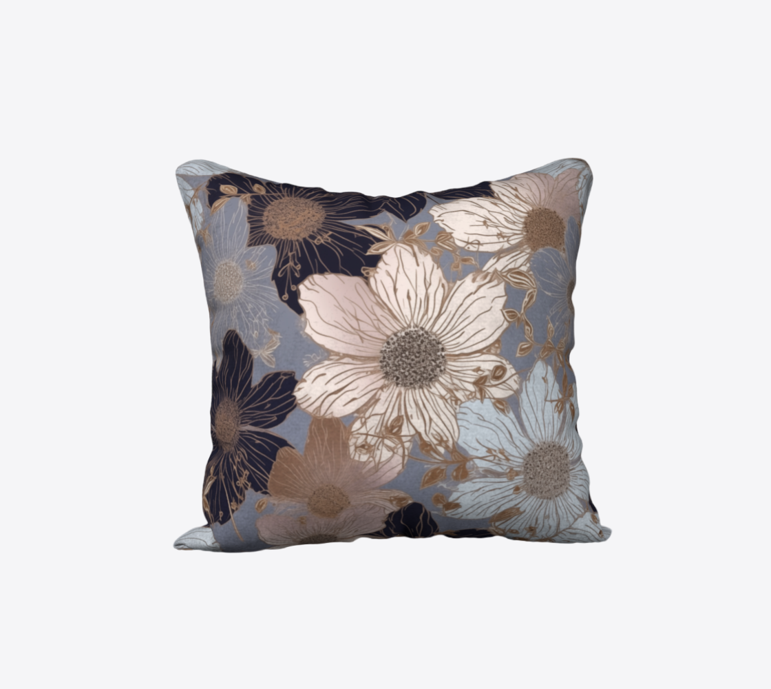 Sapphire Garland Floral 100% Cotton Throw Pillow | Hypoallergenic - Allergy Friendly - Naturally Free