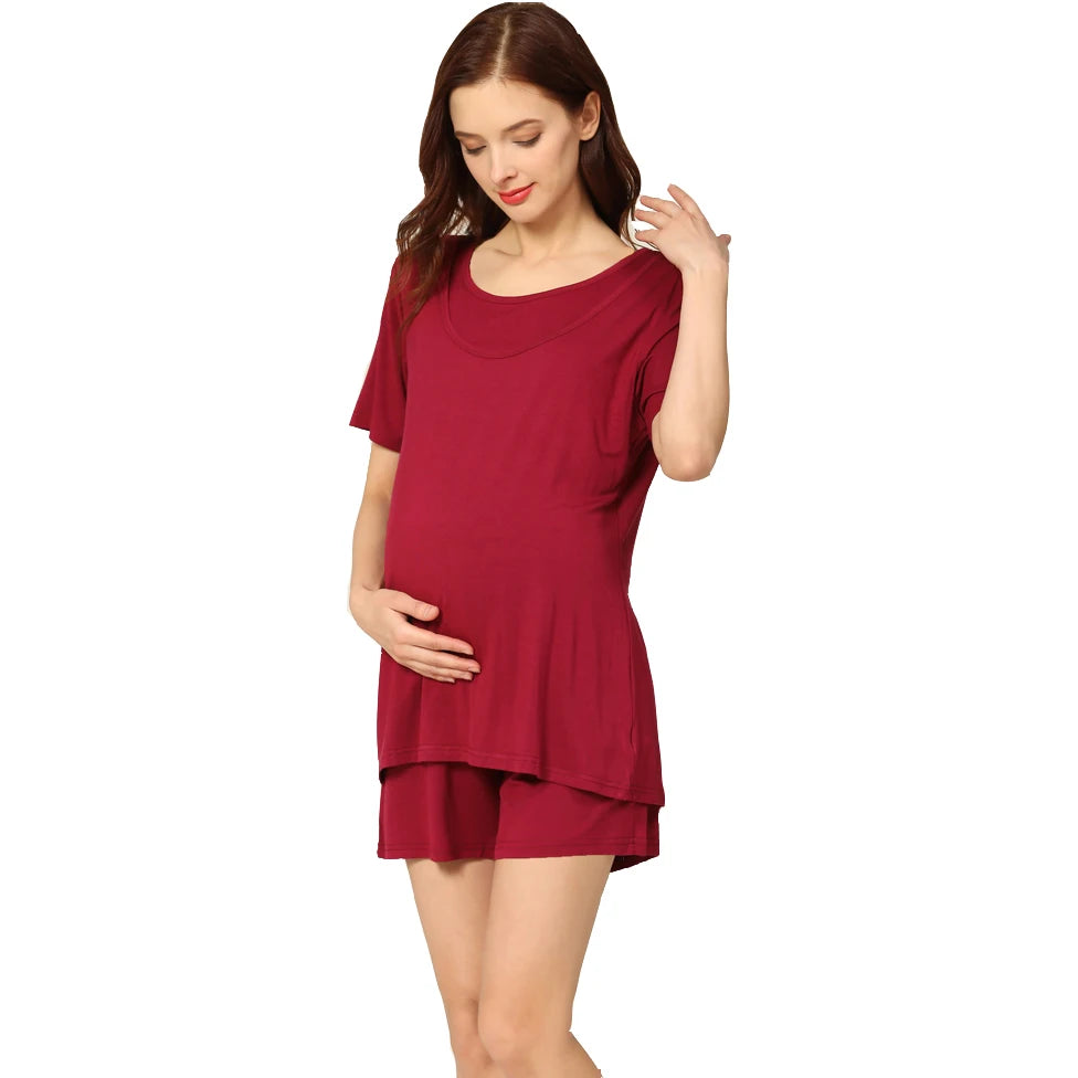 Summer Breastfeeding Pajamas Maternity Nightwear Lactation Feeding Wear Nursing Sleepwear Pregnancy Clothes
