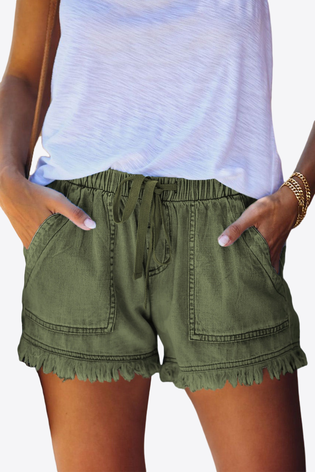 Scenic Forest Frayed 100% Cotton Denim Shorts | Hypoallergenic - Allergy Friendly - Naturally Free