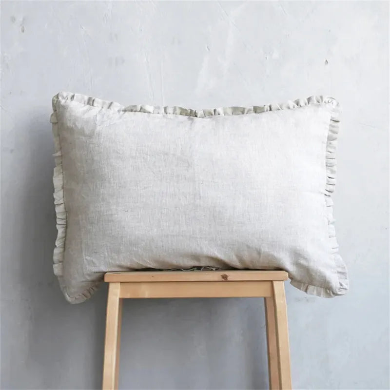 Misty Haven 1Pcs Ruffle 100% Linen Pillowcase