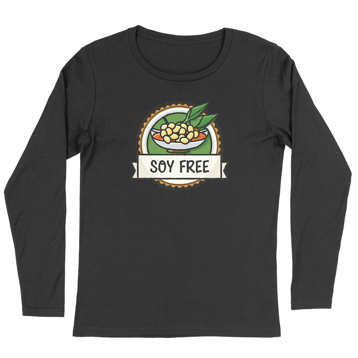 Soy Free Bowl Long Sleeve Organic Cotton Graphic Shirt | Hypoallergenic - Allergy Friendly - Naturally Free