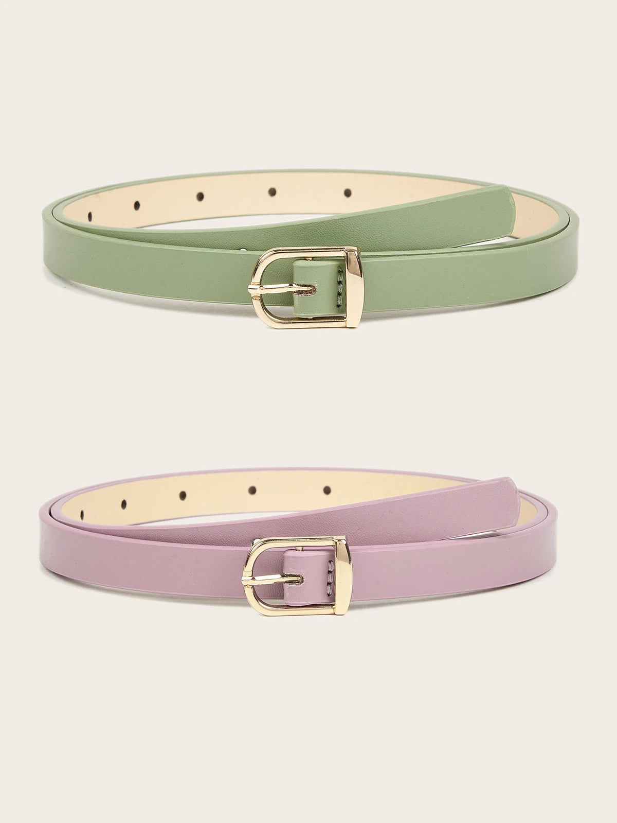 Spring Pastels 2Pcs Vegan Leather Womens Belt | Hypoallergenic - Allergy Friendly - Naturally Free