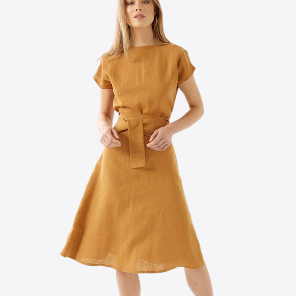 Tangerine Breeze Summer 100% Linen Dress | Hypoallergenic - Allergy Friendly - Naturally Free