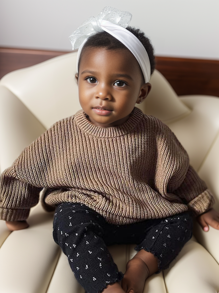 Brown Sugar Round Neck 100% Cotton Baby Girls Sweater